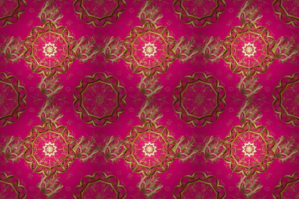 Eflatun, sarı ve kahverengi renklerde altın rengi var. Raster klasik barok çiçeksiz altın desenli. Süslü dekorasyon. Lüks, kraliyet ve Viktorya dönemi konsepti.