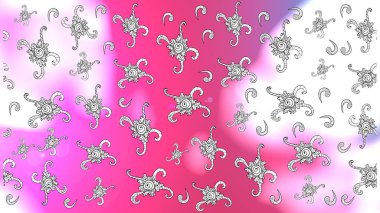 Doodles on a white, neutral and pink colors. Illustration. Raster texture. Background pattern Beautiful fabric background. clipart