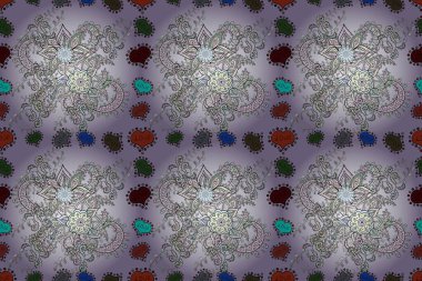 Siyah, gri ve nötr renklerde çiçekler. Kusursuz Renksiz Bahar Temalı Kusursuz Arkaplan. Sevimli çiçek raster deseni. Düz Çiçek Elementleri Tasarımı.