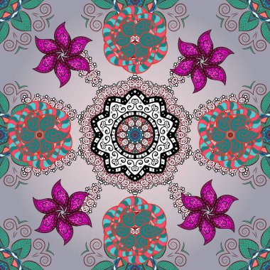 Yumuşak pamuk tasarımı. Yumuşak fayans. Klasik çiçek desenli. Sarma, tekstil ve duvar kâğıdı için kusursuz çiçek arkaplanı. Vektör frurish dokusu.