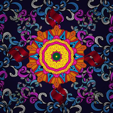 Çiçekli karalama şeklinde vektör deseni. Vektör çizimi. Siyah, gri ve mavi renkte yaz çiçekleri.