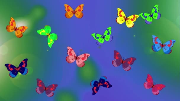 动作画面背景与图案手绘轮廓蝴蝶水彩画质感 用令人愉快的色彩来说明 老式风格的插图 — 图库视频影像