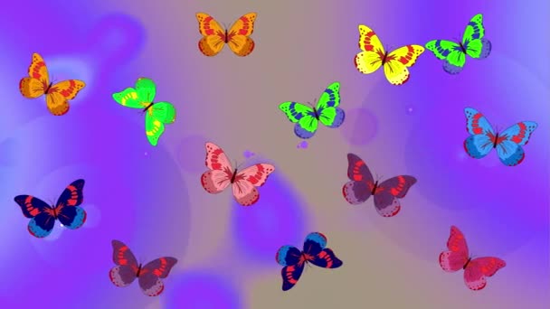 Mozgókép Háttér Minta Kézzel Rajzolt Sziluett Pillangók Akvarell Textúra Illusztráció — Stock videók