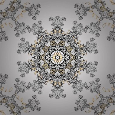 Beyaz, siyah ve gri renkte vektör Mandala deseni. Doğu, İslam. Arap Vintage dekoratif süsü. Mandala renkli arkaplan.