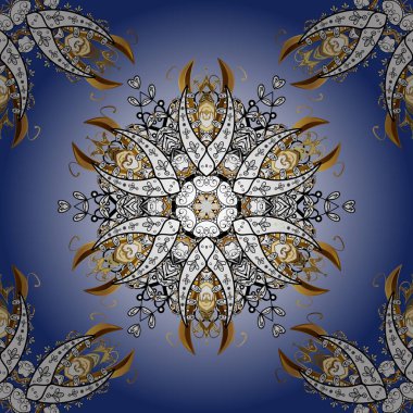 Düğün davetiyesi, kitap kapağı veya el ilanı için. Mavi, beyaz ve siyah renkler ile renkli süs mandala, antik Yunan ve İslam süsler dayalı.