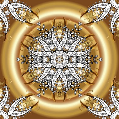 Vektör mimari Müslüman dokusu tasarımı. Broşürler, Pers motifleri için kullanılabilir. İslami renkli mandala beyaz, bej ve kahverengi renkler üzerine yuvarlak süsleme.