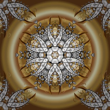 Bej, beyaz ve kahverengi sırtlı. Dekoratif renkli folyolu vektör doğulu süsleme çerçevesi. Moda afişi, etiket, gelin partisi ya da düğün davetiyesi için tasarım.