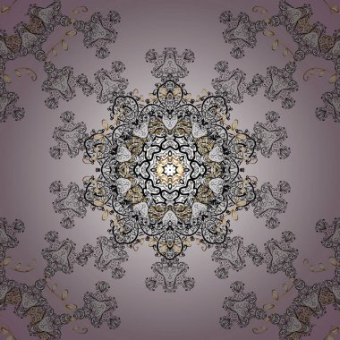 Vektör soyut kalıbı. Beyaz, siyah ve nötr renklerde elle çizilmiş mandala.