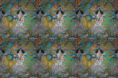 Sınır Kızılderili çiçekli paisley patten. Etnik Mandala havlusu. Tebrik kartı geçmişi, boyama kitabı, arkaplan ve tekstil için kullanılabilir. Kusursuz süs izi. Raster Henna tarzı.