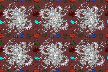 Düz Çiçek Elementleri Tasarımı. Kusursuz güzel kumaş deseni. Çiçek deseni. Renkli Bahar Teması Kusursuz Arkaplan.