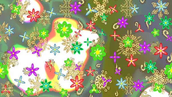 ニュートラル ホワイトの花 スケッチの背景パターン 水彩画 手描き ラスターストック — ストック写真