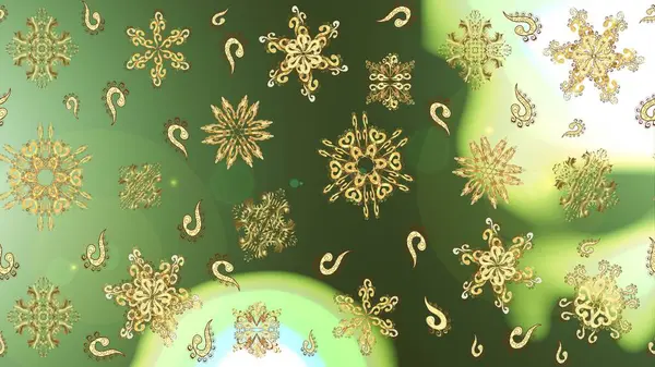 Golden Colors Snowflakes Isolated Cute Snowflakes Colorful Background Raster Illustration — Stock Photo, Image