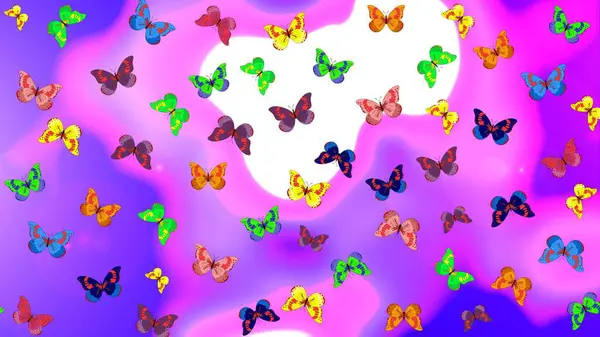 Raster Modedesign Abstrakte Skizze Hintergrund Schmetterlingsmuster Abbildung Auf Violetten Rosa — Stockfoto