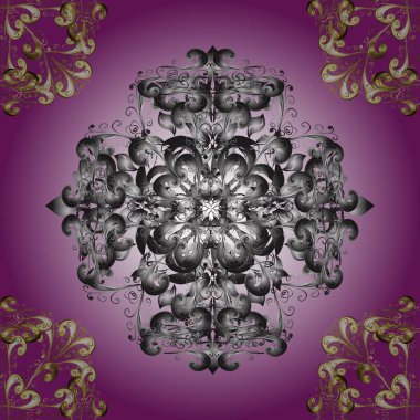 Barok tarzında doğulu süsü. Altın elementlerle renklendirilmiş altın desen. Vektör doğu süsü. Geleneksel klasik altın desen.