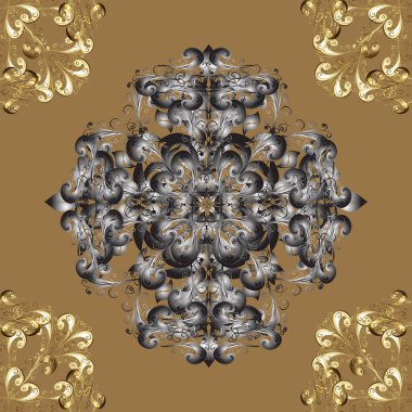 El yapımı dekoratif çerçeve, albüm kapağı, davetiye, tebrik kartı, klasik Art deco tarzı. Altın karalama fantezi yapraklarından ve bir renkte çiçek açan vektör soyut çelengi.