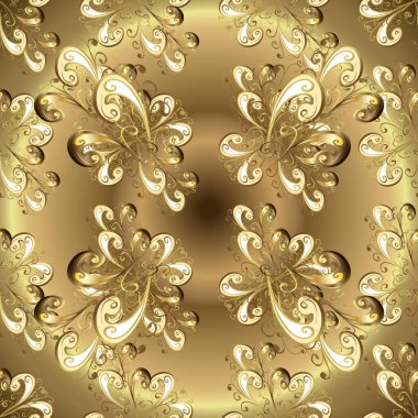 Geleneksel klasik altın pürüzsüz desen. Barok tarzında kusursuz bir doğulu süsü. Kahverengi, bej ve nötr renklerde altın elementler.