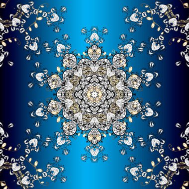 Süslü davetiye kartı siyah, mavi ve beyaz renklerde dekoratif unsurlar. Renkli Mandala. Kabile, Boho, Bohem tarzı, flaş dövmeli..