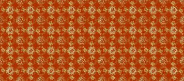 Kusursuz desen. Flourish etiketleri. Raster el yazısı kıvrımları, kabartmalar, süslü motifler ve parşömenler. Kumaş, Tekstil, Baskı ve Davetiye için arka plan. Kahverengi ve turuncu renkli resimler.