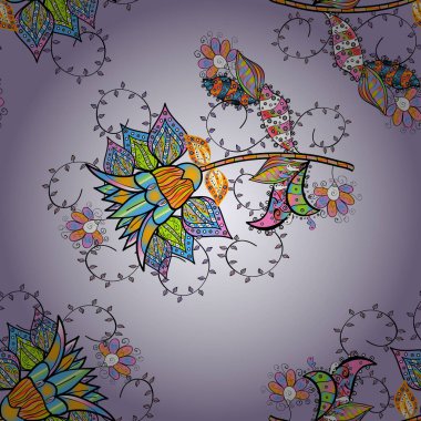 Vektör deseni. Süslü kumaş deseni. Çiçekli, suluboya desenli kusursuz çiçek deseni.