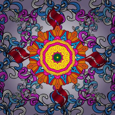 Küçük çiçekte hoş bir çiçek deseni var. Çiçek elementli zarif vektör dokusu. Nötr, siyah ve mavi renkler ve parlak çiçekler üzerinde soyut, pürüzsüz desen.