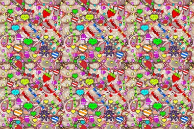 Doodle flowers and branches, herbs and flowers. Beautiful fabric pattern. Hand drawn.