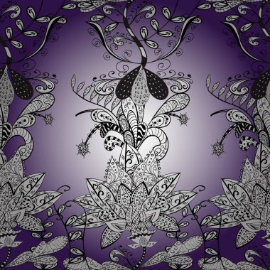 Vektör çizimi. Mor, nötr ve beyaz renklerde. Anti-stres için vektör soyut şablon sayfası.