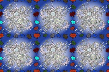 Modern, mavi, gri ve nötr arkaplan duvar kâğıdı çizgileri, desenli desenli desenli çiçekler, çiçekli süsler. Çiçekli el, pürüzsüz desen..