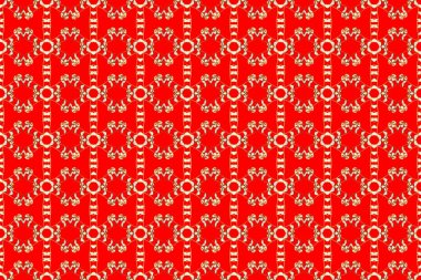 Tekrarlayan elementlerle kusursuz soyut arkaplan. Turuncu, kırmızı, bej ve altın desenli. Zarif raster klasik desen.