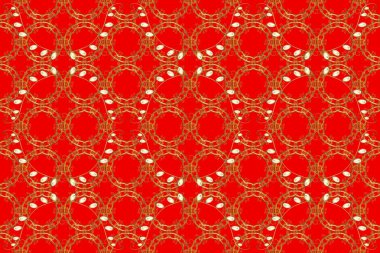 Doğu tarzında klasik tasarım öğesi. Geleneksel Arap dekoru turuncu, kahverengi ve kırmızı renklerde. Çiçekli süslemeli, pürüzsüz bir desen. Duvar kâğıdı için altın süslü bir illüstrasyon. Süslü.