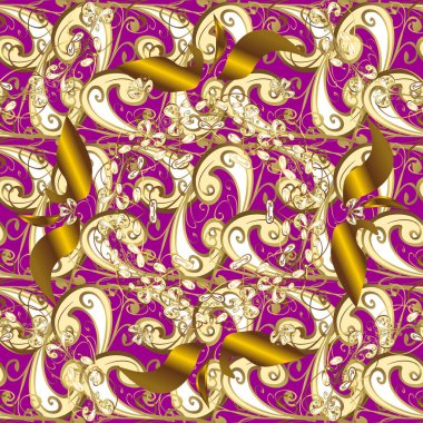 Sembol bayramı, yeni yıl kutlaması vektör altın desen. Kış kar dokusu duvar kağıdı. Kahverengi, mor ve bej renklerde altın kar taneleri. Noel altın kar taneleri kusursuz desen.