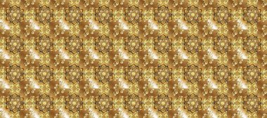 Süslü raster dekorasyonu. Kahverengi ve bej renklerde altın desenli altın elementler. Barok biçiminde duvar kağıdı tasarımı için Damask desen arkaplanı.