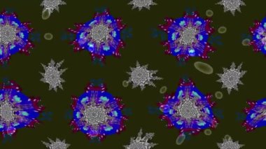 Renkli unsurlarla hareketli arka plan görüntüleri. Mandalas. Eski model. Video kaydı. Şablon. Döngü. Kusursuz..