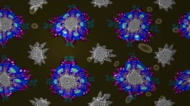 Renkli unsurlarla hareketli arka plan görüntüleri. Mandalas. Eski model. Video kaydı. Şablon. Döngü. Kusursuz..