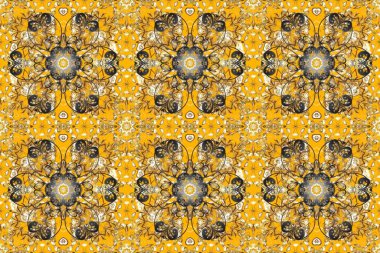 Klasik klasik klasik arka plan. Geleneksel oryantasyon süsü. Kusursuz klasik raster altın desenli. Sarı ve gri renklerde altın desenli altın elementler.