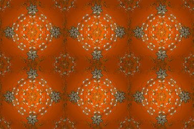Doğu tarzı arabesk. Hassas altın deseni açın. Kahverengi, turuncu ve sarı renklerde altın elementler. Raster. Altın kıvrımlı kumaş. Parlak dantel, stilize çiçekler, şal desenli.
