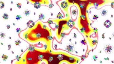 Renkli unsurlarla hareketli arka plan görüntüleri. Mandalas. Eski model. Video kaydı. Şablon. Döngü. Kusursuz..
