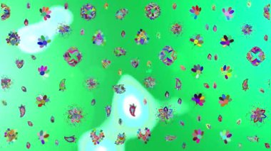 Renkli unsurlarla hareketli arka plan görüntüleri. Mandalas. Eski model. Video kaydı. Şablon. Döngü. Kusursuz..