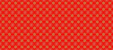Kırmızı, bej ve turuncu renklerde altın desenli altın elementler. Noel, kar tanesi, yeni yıl. Kırmızı, bej ve turuncu renklerde altın elementlerle kusursuz klasik desen.