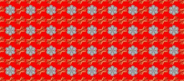 Damask arkaplanı. Barok tarzında altın kırmızısı, gri ve turuncu çiçek süsü. Altın çiçekli duvar kağıdı. Altın element kırmızı, gri ve turuncu renklerde. Kusursuz desen.