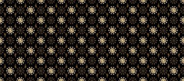 Geleneksel oryantasyon süsü. Klasik klasik klasik arka plan. Klasik raster sarısı, kusursuz desen. Siyah, kahverengi ve bej renklerde altın elementlerle kusursuz desen.