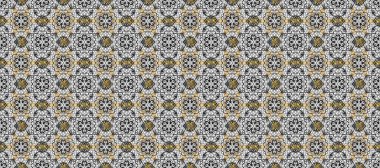 Raster illüstrasyonu. Altın elementlerle beyaz ve siyah renklerde klasik desen.