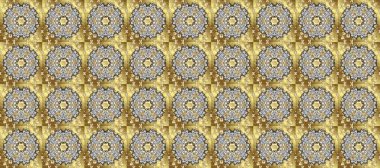 Beyaz ve kahverengi renklerde, altın elementler ve beyaz karalamalarla kusursuz desen. Geleneksel oryantasyon süsü. Kusursuz klasik raster altın desenli. Klasik vintage arkaplan.