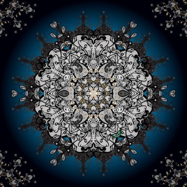 İzole edilmiş çiçek logosu. Biyoloji, çevre şirketi ya da kaplıca salonu için iş kimliği konsepti. Premium logotype. Gri, mavi ve siyah renkte vektör renkli mandala.