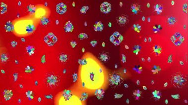 Renkli unsurlarla hareketli arka plan görüntüleri. Mandalas. Eski model. Video kaydı. Şablon. Döngü. Kusursuz..