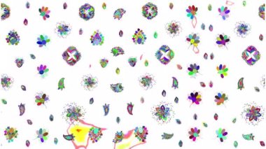 Renkli unsurlarla hareketli arka plan görüntüleri. Mandalas. Eski model. Video kaydı. Şablon. Döngü. Kusursuz..