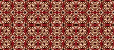 Noel altın kar tanesi kusursuz desen. Kış kar dokusu duvar kağıdı. Kırmızı ve kahverengi renklerde altın kar taneleri. Sembol tatili, yeni yıl kutlaması, altın desenler..