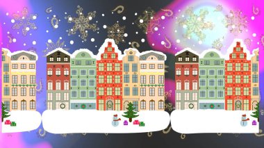 Kırsal kesimde gri, nötr ve beyaz renkler. Serbest çizim çizgi film tarzı. Renkli, sevimli açık hava manzarası. Tepelerin arasında. Raster Köyü kırsal kesim geçmişi.