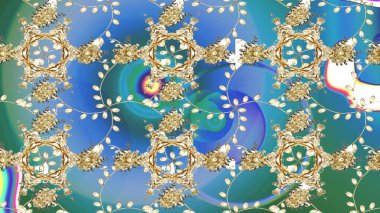 Çiçekli karalama şeklinde Raster çiçek deseni. Nazik, sevimli çiçek arkaplanı. Çiçekler mavi, bej ve yeşil renklerde.