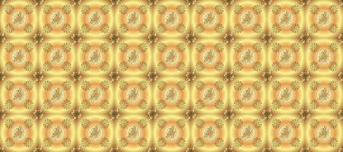 Bej ve sarı renklerdeki altın desenli altın elementler. Raster altın tekstil baskısı. Çiçek kiremitleri. Kusursuz desenli oryantal süs. İslam tasarımı.