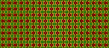 Şirin çiçek elementleri. Kusursuz. Raster illüstrasyonu. Turuncu, kırmızı ve yeşil renkte çiçekler.